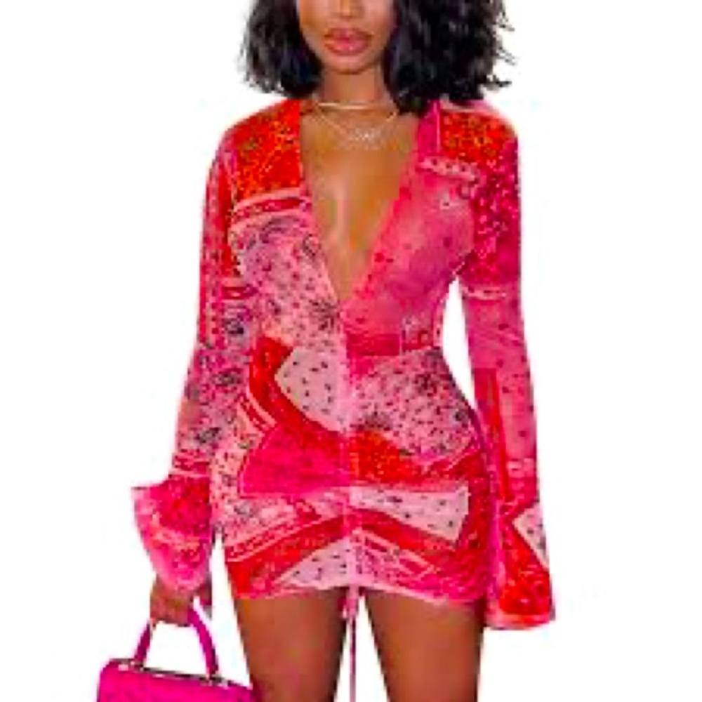 Bandana Mesh Ruched Dress